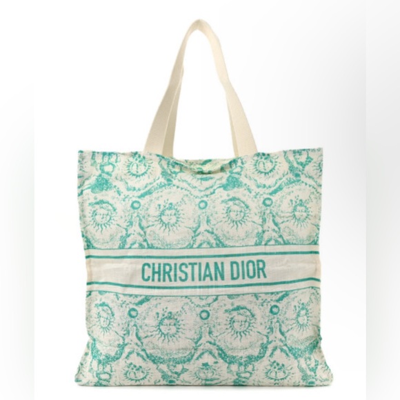 NWT DIOR DIORIVIERA Canvas Tote Turquoise - Picture 1 of 5